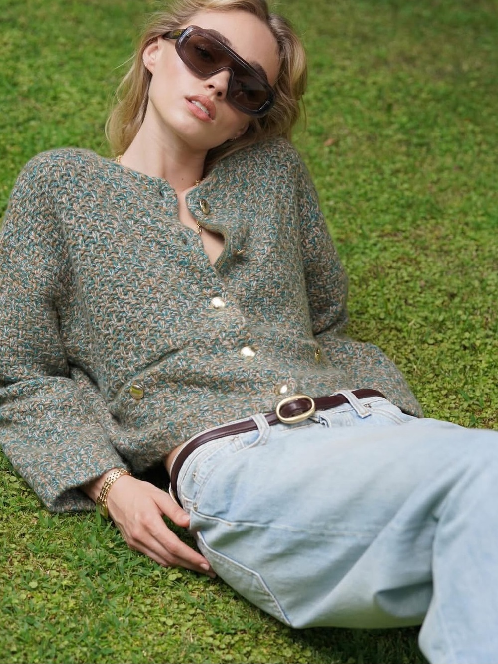 Sablyn Charlene Cashmere Cropped Welt Pocket Jacket Cardigan in Green
